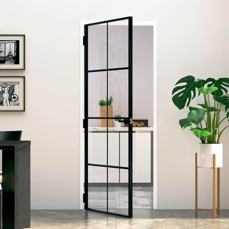 Vidaxx Innentür 76x201,5 cm Hartglas und Aluminium schmal schwarz