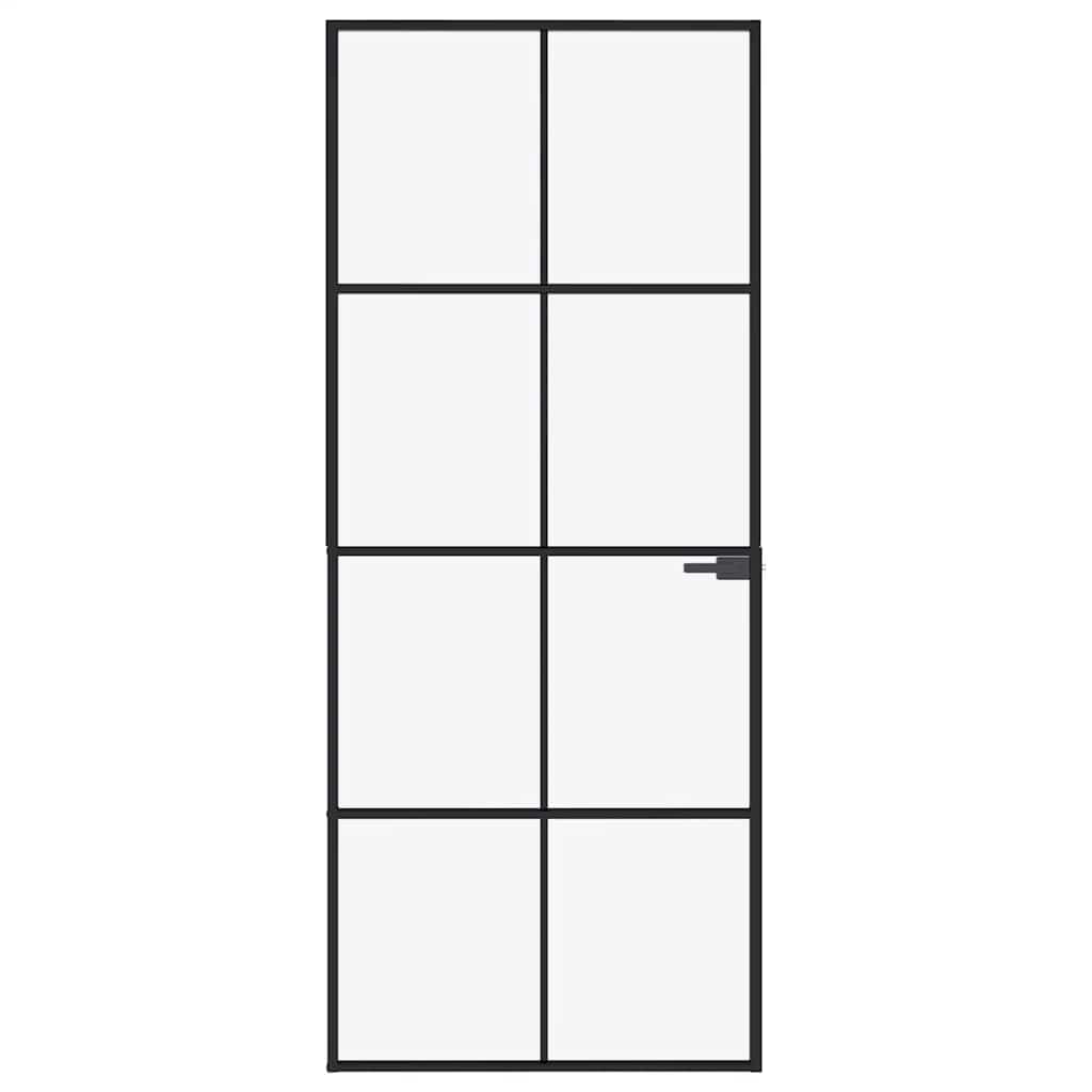 Vidaxx Innentür 83x201,5 cm Hartglas und Aluminium schmal schwarz