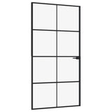 VidaXL Innentür 102x201,5 cm gehärtetes Glas und Aluminium schmal schwarz