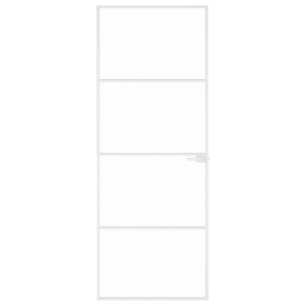 VidaXL Innentür 76x201,5 cm gehärtetes Glas und Aluminium schmal weiß
