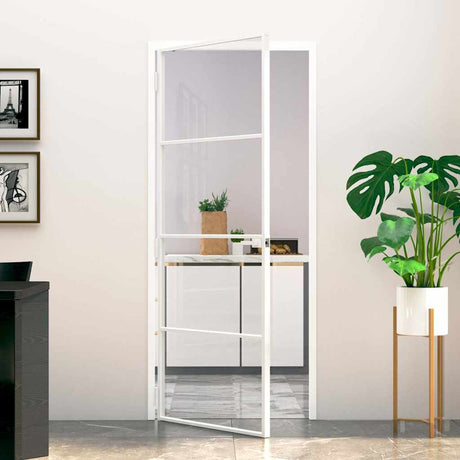 Vidaxx Innentür 83x201,5 cm Hartglas und Aluminium schmal weiß