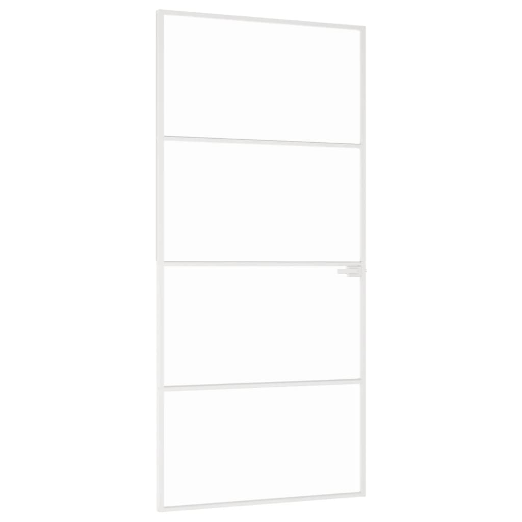 VidaXL Innentür 93x201,5 cm gehärtetes Glas und Aluminium schmal weiß
