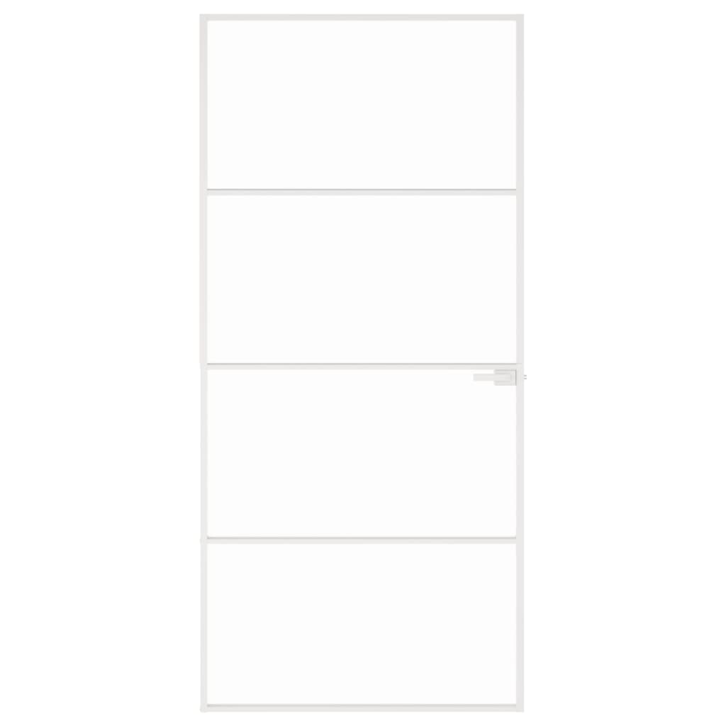 VidaXL Innentür 93x201,5 cm gehärtetes Glas und Aluminium schmal weiß