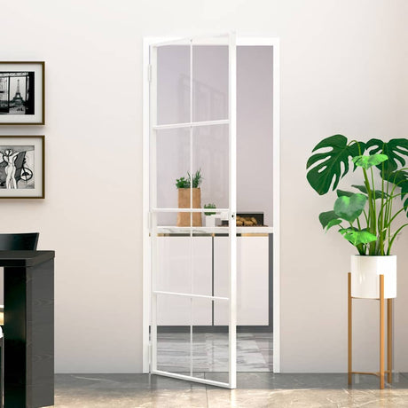 VidaXL Innentür 76x201,5 cm gehärtetes Glas und Aluminium schmal weiß