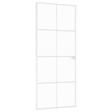 VidaXL Innentür 83x201,5 cm gehärtetes Glas und Aluminium schmal weiß
