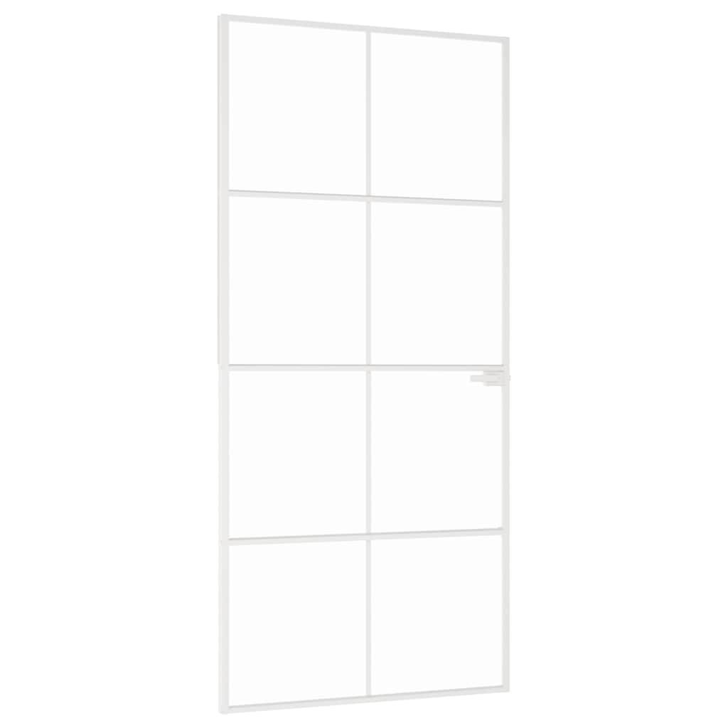 Vidaxx Innentür 93x201,5 cm Hartglas und Aluminium schmal weiß
