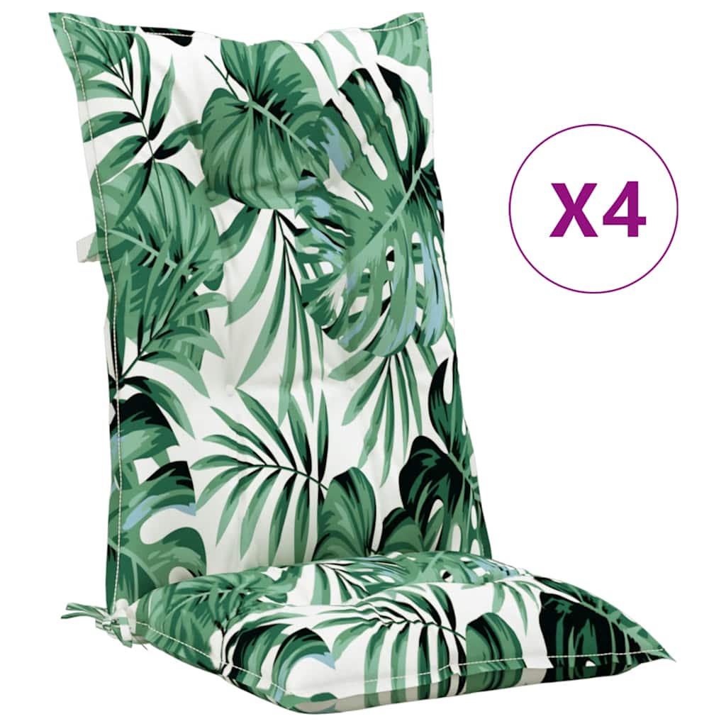 Vidaxx Stuhlkissen 4 Stück hohe Rückenlehne 120x50x7 cm Stoff Blattmuster