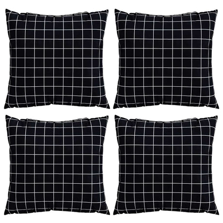 Vidaxl spreidkussens 4 st polyester stof zwart ruit 40 x 40 cm