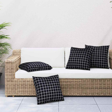 Vidaxl spreidkussens 4 st polyester stof zwart ruit 50 x 50 cm