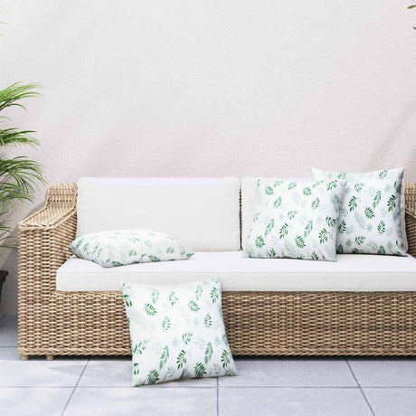 Vidaxl spreidkussens 4 st polyester stof bladpatroon 60 x 60 cm