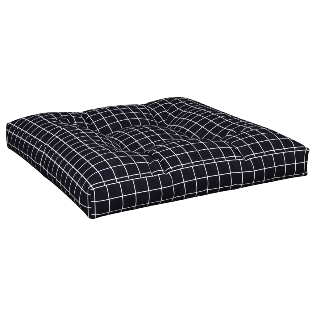 Vidaxl palletkussen ruitpatroon 70x70x12 cm stof zwart