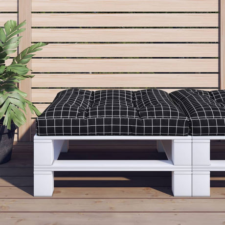 Vidaxl palletkussen ruitpatroon 70x70x12 cm stof zwart