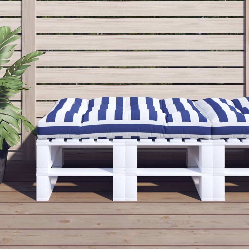 VidaXL Palettenkissen gestreift 120x80x12 cm Stoff blau und weiß
