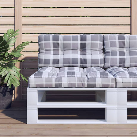 VidaXL Palettenkissen 70x40x12 cm Stoff Rautenmuster grau