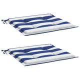 VidaXL Gartenstuhlkissen 2 Stück gestreift 40x40x4 cm Stoff weiß und blau