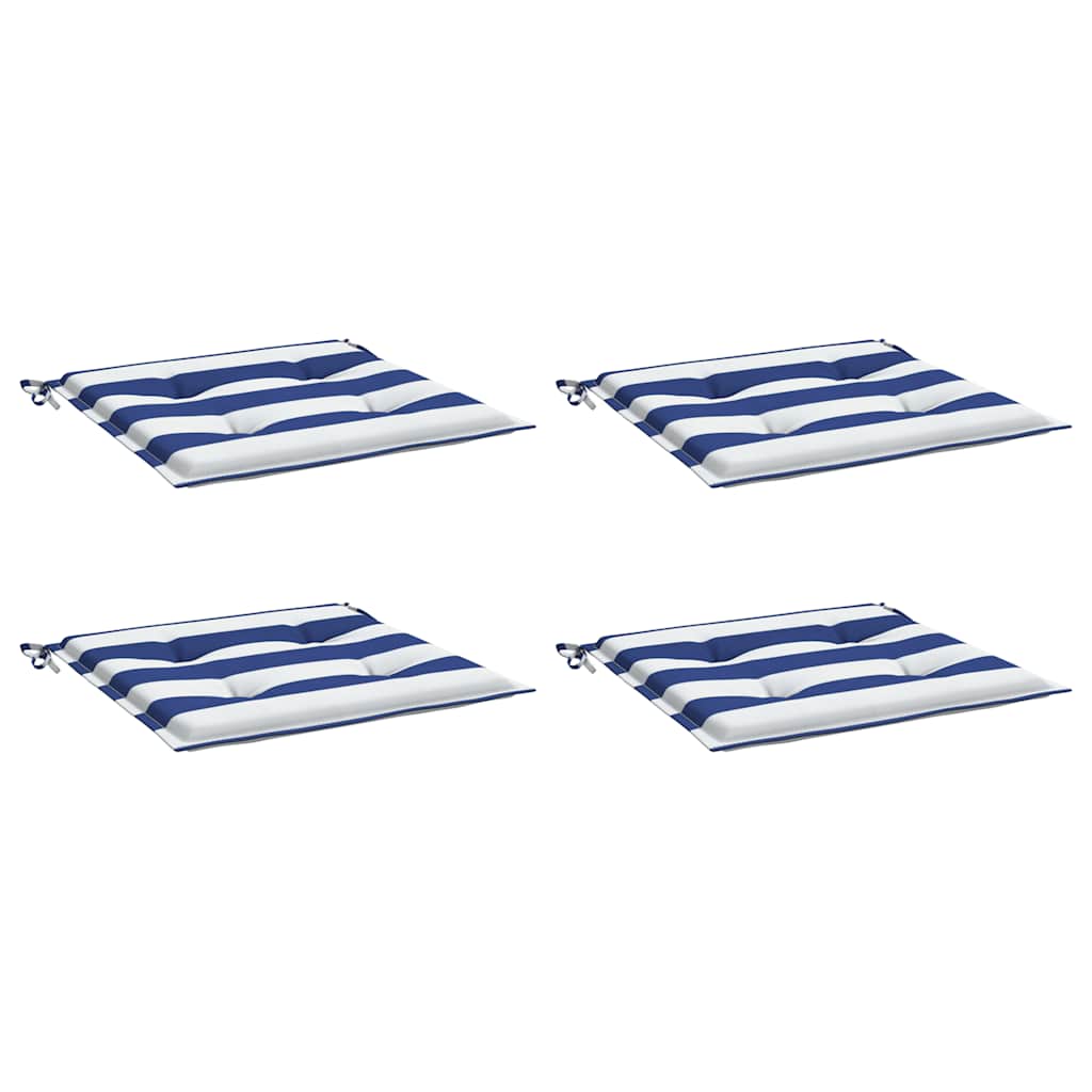 VidaXL Gartenstuhlkissen 4 gestreift 40x40x4 cm Stoff weiß und blau