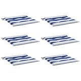 VidaXL Gartenstuhlkissen 6 Stück gestreift 40x40x4 cm Stoff weiß und blau
