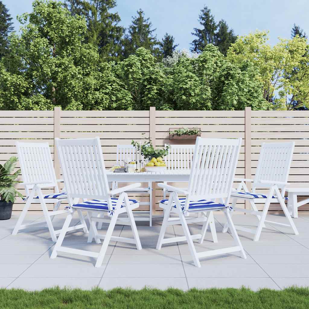 VidaXL Gartenstuhlkissen 6 Stück gestreift 40x40x4 cm Stoff weiß und blau
