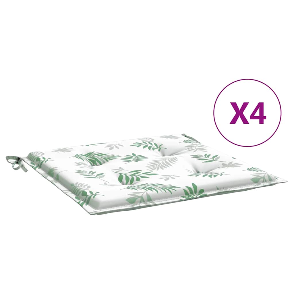 Vidaxl stoelkussens 4 st bladpatroon 40x40x3 cm stof
