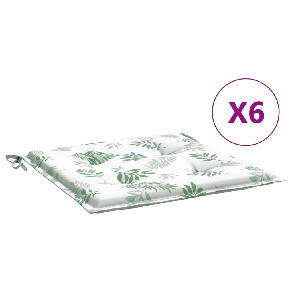 VidaXL Stuhlkissen 6 Stück Blattmuster 40x40x3 cm Stoff