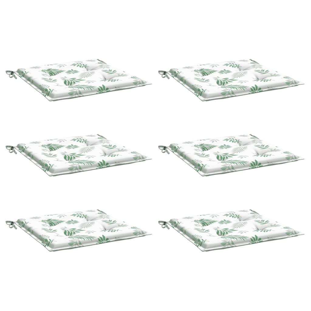 VidaXL Stuhlkissen 6 Stück Blattmuster 40x40x3 cm Stoff