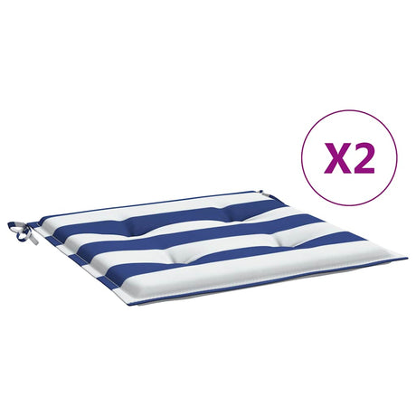 Vidaxx Gartenstuhlkissen 2 Stück gestreift 50x50x4 cm Stoff weiß und blau