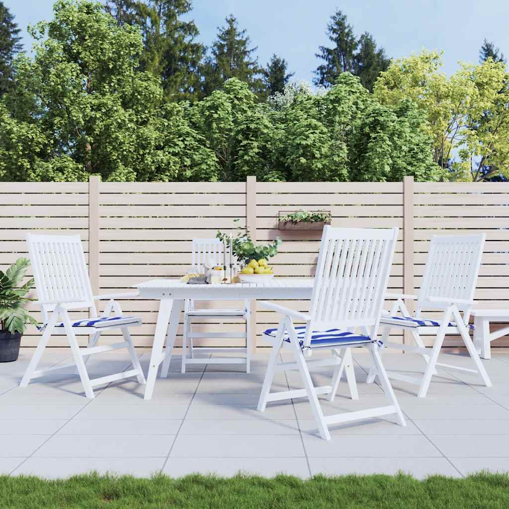 VidaXL Gartenstuhlkissen 4 Stück gestreift 50x50x4 cm Stoff weiß und blau