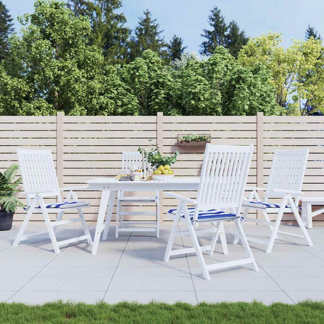 VidaXL Gartenstuhlkissen 4 Stück gestreift 50x50x4 cm Stoff weiß und blau