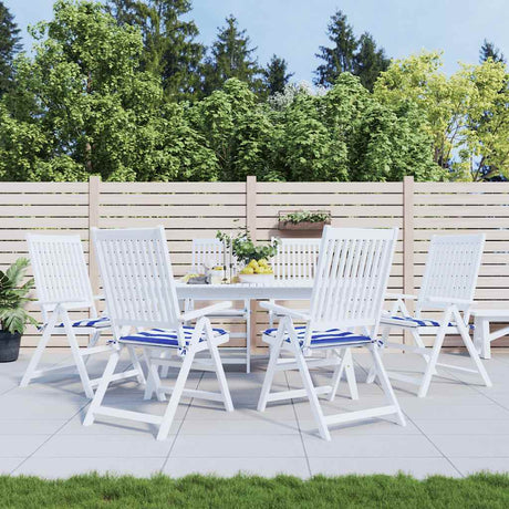 VidaXL Gartenstuhlkissen 6 Stück gestreift 50x50x4 cm Stoff weiß und blau