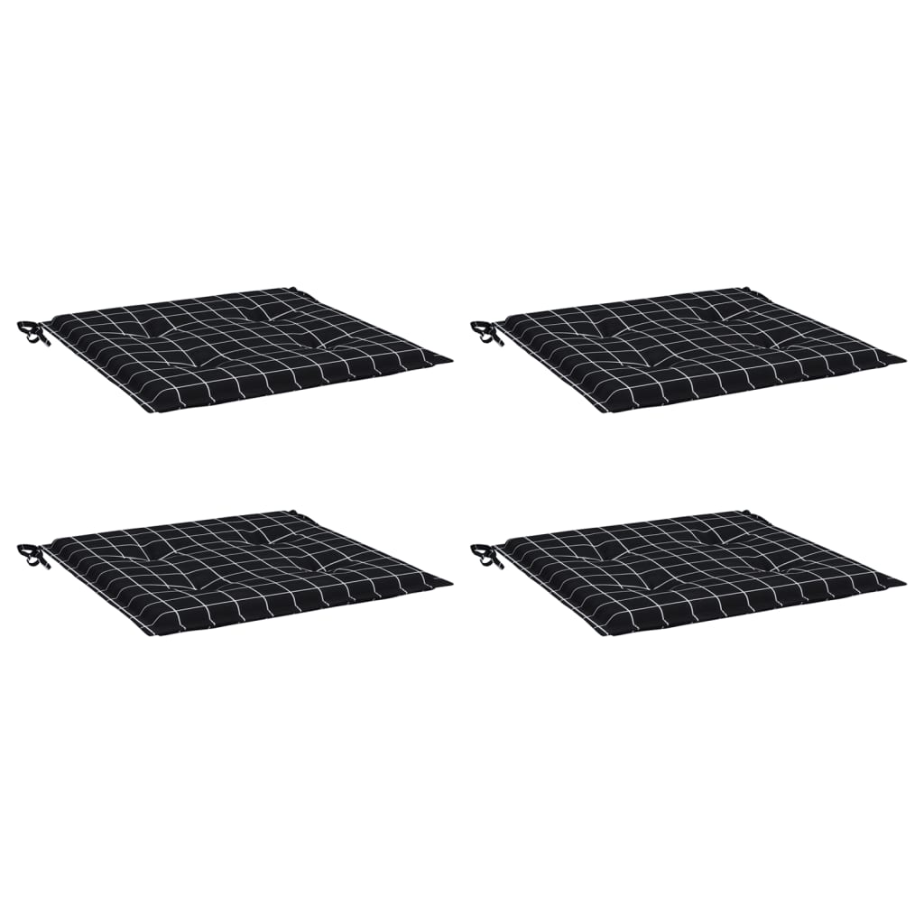 VidaXL Gartenstuhlkissen 4 Stück Rautenmuster 50x50x3 cm Stoff schwarz