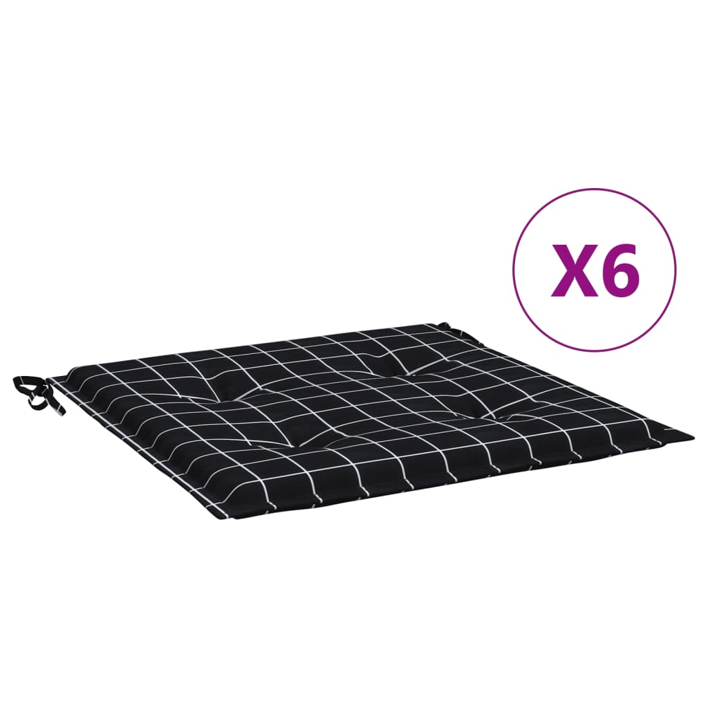 VidaXL Gartenstuhlkissen 6 Stück Rautenmuster 50x50x3 cm Stoff schwarz