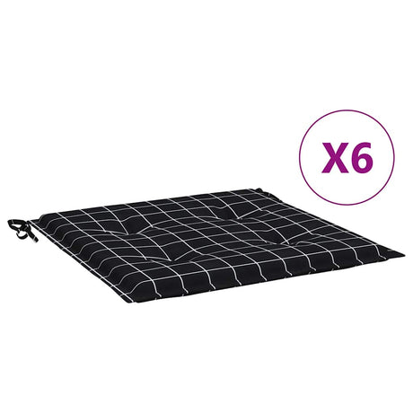 VidaXL Gartenstuhlkissen 6 Stück Rautenmuster 50x50x3 cm Stoff schwarz