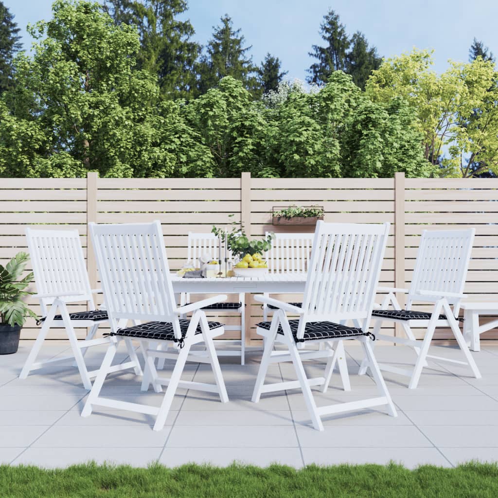 VidaXL Gartenstuhlkissen 6 Stück Rautenmuster 50x50x3 cm Stoff schwarz