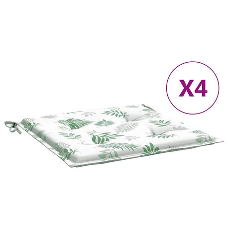 VidaXL Gartenstuhlkissen 4 Stück Blattmuster 50x50x3 cm Stoff