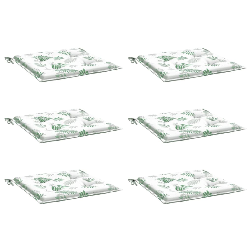 VidaXL Stuhlkissen 6 Stück Blattmuster 50x50x3 cm Stoff
