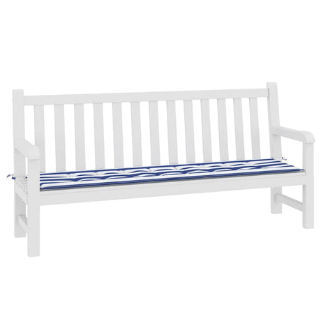 VidaXL Gartenbankauflage gestreift 200x50x4 cm Stoff weiß und blau