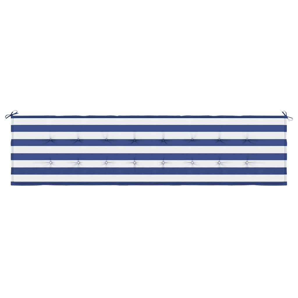 VidaXL Gartenbankauflage gestreift 200x50x4 cm Stoff weiß und blau