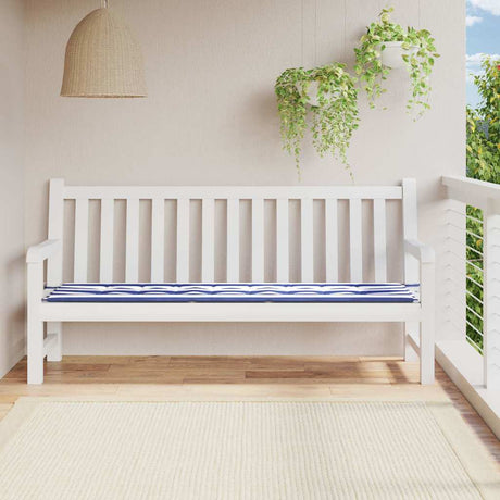 VidaXL Gartenbankauflage gestreift 200x50x4 cm Stoff weiß und blau