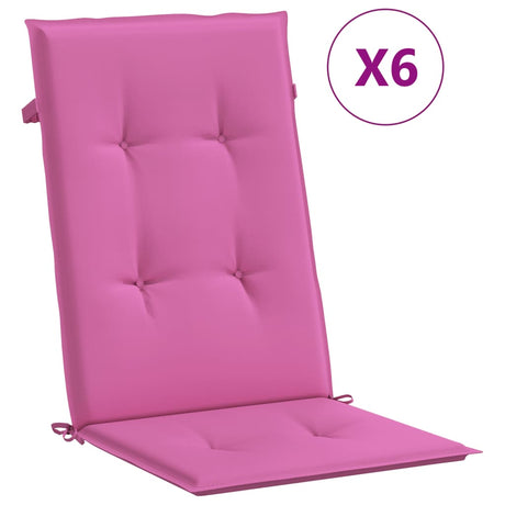 VidaXL Stuhlkissen 6 Stück Stoff mit hoher Rückenlehne rosa