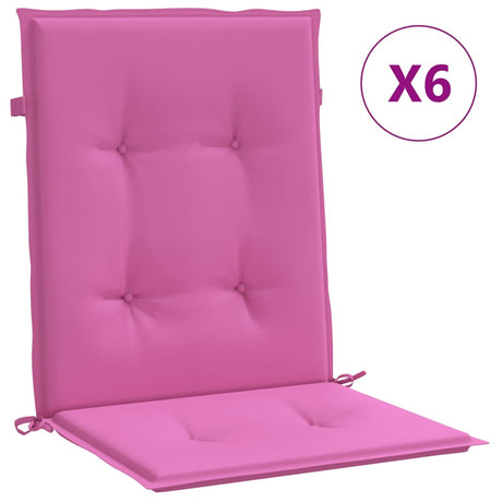 VidaXL Stuhlkissen 6 Stück, Stoff mit niedriger Rückenlehne, rosa
