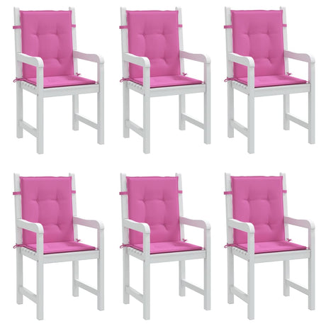 VidaXL Stuhlkissen 6 Stück, Stoff mit niedriger Rückenlehne, rosa