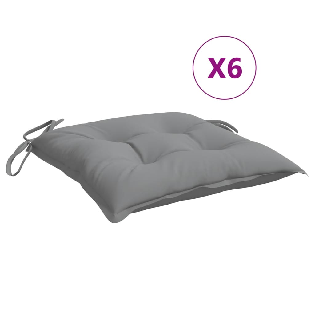 VidaXL Stuhlkissen 6 Stück 40x40x7 cm Oxford-Stoff grau