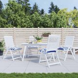 VidaXL Stuhlkissen 4 Stück gestreift 40x40x7 cm Stoff weiß und blau