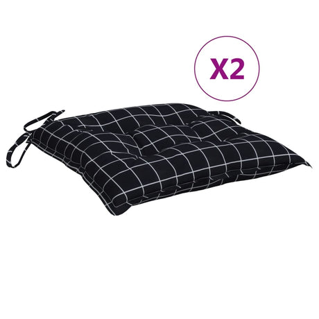 Vidaxx Stuhlkissen 2 Stück Rautenmuster 40x40x7 cm Stoff schwarz