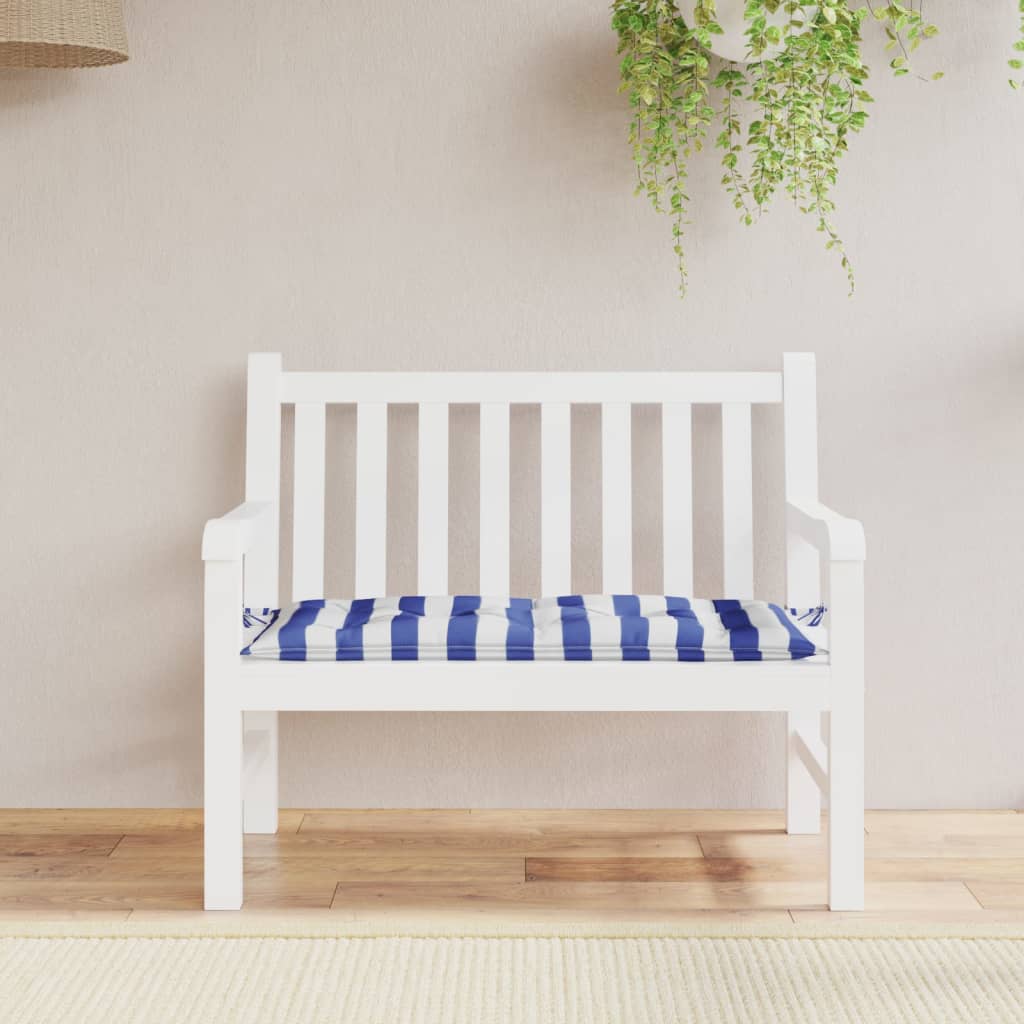 VidaXL Gartenbankauflage 100x50x7 cm Stoff weiß und blau gestreift