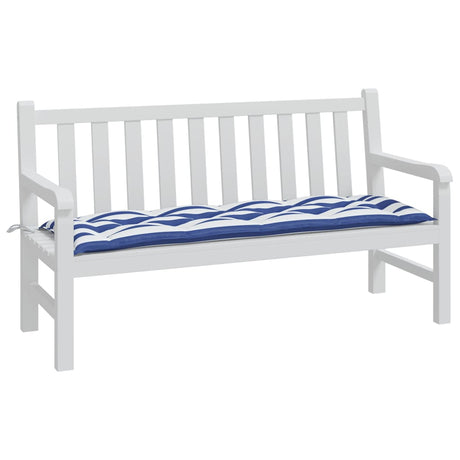 VidaXL Gartenbankauflage 150x50x7cm Stoff weiß und blau gestreift