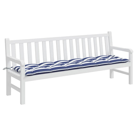 VidaXL Gartenbankauflage gestreift 200x50x7 cm Stoff weiß und blau