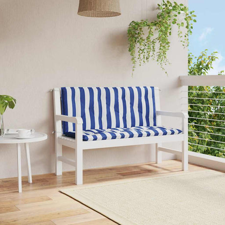 VidaXL Gartenbankauflagen 2 Stück gestreift 120x50x7 cm Stoff weiß und blau