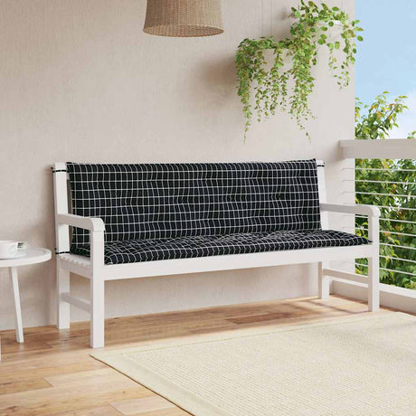 Vidaxl tuinbankkussens 2 st ruitpatroon 150x50x7 cm stof zwart