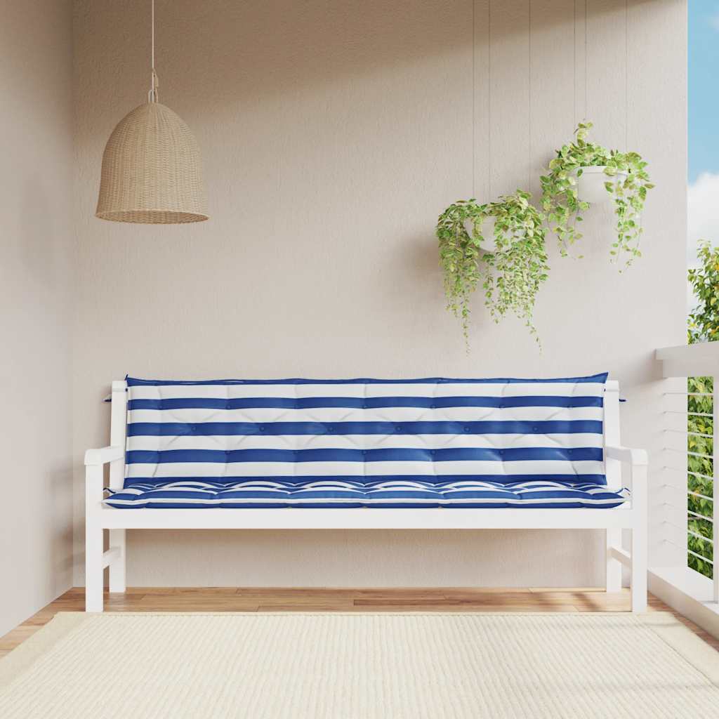 Vidaxx Gartenbankauflagen 2 Stück gestreift 200x50x7 cm Stoff weiß und blau